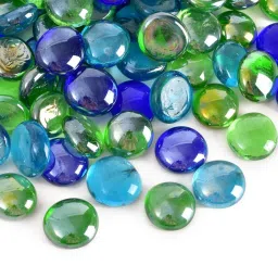 Decorative Polished Shiny Smooth Glass Pebble Stones For Aquarium Fish Tank Plant Pots Garden Home Outdoor Decoration (Aqua, Green Blue, 500 grams) Carved, Polished, Regular Round Fire Glass Pebbles-picture-23