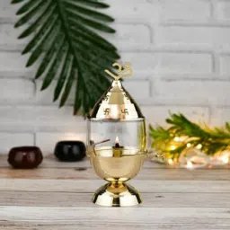 Akhand Jyoti, adjustable wick, long-lasting Deepam for all-day burning festival Gold Brass Table Lantern-image-54