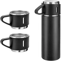 tumbluxe29 Steel Vacuum Flask Set with 3 Steel Cups Combo 500 ml Bottle image 2