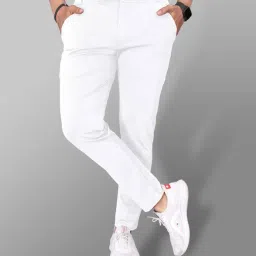 Regular Fit Men White Lycra Blend Trousers-image-39
