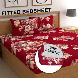 180 TC Cotton Double Printed Fitted (Elastic) Bedsheet-19