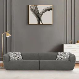casacraft from pepperfry Palm Spring Fabric 4 Seater Sofa in Dark Grey Colour-picture-20