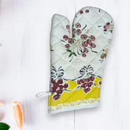 ambbi collections Grey Cotton Floral Heat Resistant Oven Gloves-picture-11
