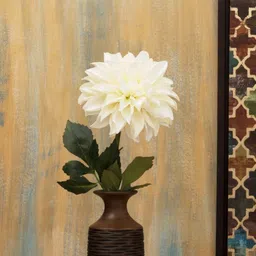 Home Centre White & Green Botanical Dahlia Artificial Flower-2