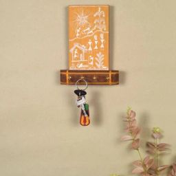 aakriti art creations Warli Melody Brown Solid Wood Key Holder by Aakritit Art Creations-picture-14