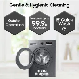 samsung 7 kg 5 star, EcoBubble Technology, Hygiene Steam Digital Inverter Fully Automatic Front Load with In-built Heater Grey image 3