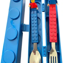 Building Block Style Spoon & Fork Set for Kids Stainless Steel Serving Spoon Set-image-1