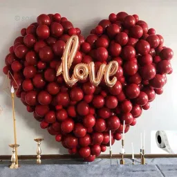 Solid Mylar Foil Love Shape Letter Balloon with 70 HD Latex Metallic Balloons with (Glue Dot Tape) for Birthday Wedding Valentine's Day Engagement Party Decorations (Red - Rose Gold) Balloon-image-36