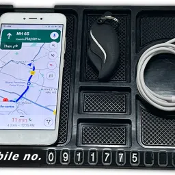 Multifunction Anti-Slip Anti-Skid Sticky Car kitchen Dashboard Mobile Cell Phone GPS Navigation Coin Key Holder Stand Mount Mat Pad Accessories Tray with Parking Phone Number (Red) Car Dashboard Cover-picture-11