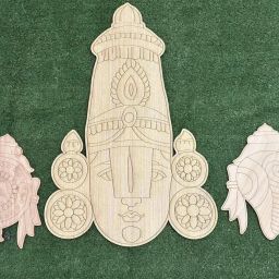 Set of 3 Unfinished Lord Balaji MDF Craft Cutout | 10" Balaji Face with 4.5" Wooden Cut-outs-image-17