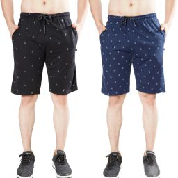 Pack of 2 Printed Men Black, Dark Blue Regular Shorts-image-38