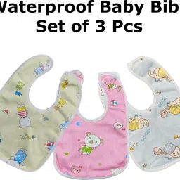 Waterproof Baby bib for feeding and drooling cute print with button (Pack of 3)-4