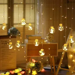 Wish Ball Curtain String Lights for Home Diwali Festive Birthday Parties Wedding Indoor Outdoor Decoration Chain Plastic Light Hanging Chain Rod-image-64
