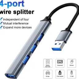 spincart USB 3.0 Slim Hub 4 USB Port High Speed Data Transfer For Computer Laptop USB 4 Port Hub 3.0 High Speed Data Transfer For Computer Laptop PC USB Hub image 4