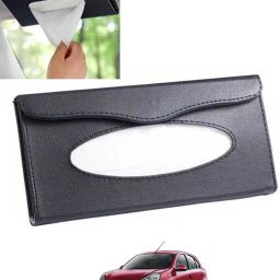 Black Leatherite Rectangle Shape Fancy Design Tissue Dispencer For Car-102 Vehicle Tissue Dispenser-4