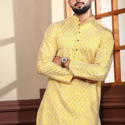 Men Embroidered Khadi Silk Straight Kurta-image-99