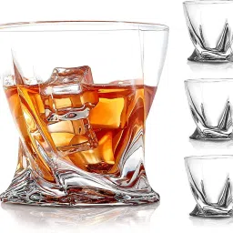 (Pack of 2) Rocks Glass,Lowball Bar Glasses for Drinking Bourbon (pack of 2,360ML) Glass Set Whisky Glass-18
