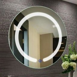Round Mirror with Touch Sensor Neutral White Light 4000K (24"x24" Bathroom Mirror-3