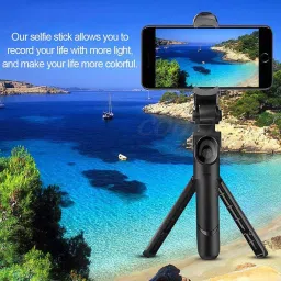 FITUP Black Color 60 cm Long Selfie Stick Cum Tripod | Portable And Adjustable XT-02 Selfie Stick , Extendable Selfie Stick With Tripod Stand And Detachable Wireless Bluetooth Remote, Ultra Compact Selfie Stick For Mobiles Tripod, Monopod image 2