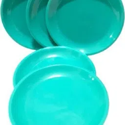 kanha Microwave Safe Unbreakable Round Quarter Plates for Snacks, Set of 6 Pcs, Green Color, Made in India Half Plate image 4