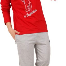 Men Top & Pyjama Set Red Printed-image-1