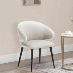 casacraft from pepperfry Guldev Velvet Dining Chair in Off White Colour-picture-24