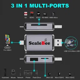 SCALEBEE USB 3.0 All in 1 Card Reader with OTG SD/Micro SD Card Read Type C Mobile Phone Card Reader image 5