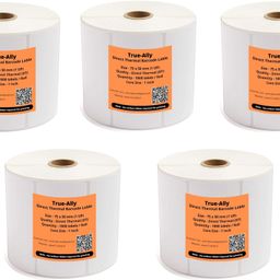 true-ally 75x50 Direct Thermal Barcode Label Sticker - 3 x 2 inches - 75mm x 50mm 1000 Labels Per Roll - White Self Adhesive Sticker for Printing Barcoding Paper Label-picture-0