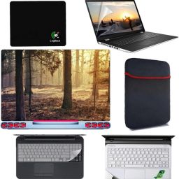 SDM 6 in 1 Combo - Laptop Skin Stickers, Screen card , Key Guard, Mouse Pad, Sleeve and Palmrest Skin for All 15.6 Inch Laptops || Notebooks Combo Set (nature image235 Combo Set-image-21
