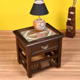 mudramark from pepperfry Toledo Teak Wood Bedside Table in Walnut Finish with Drawer-picture-28