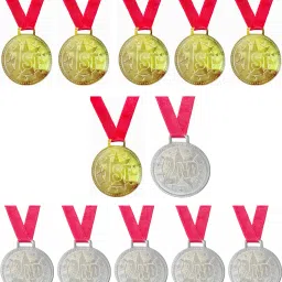Medals for School Competition Sports Event 6-Gold 6-Silver With Red Ribbon Medal-18