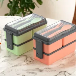 3 Section Lunch box With Spoon Fork 3 Containers Lunch Box-image-24