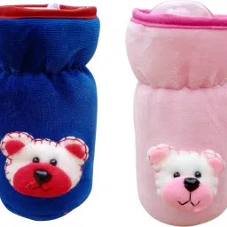 Bottle Cover for Feeders Soft Plush Stretchable Baby Feeding Bottle Cover with Easy to Hold Strap | (Pack of 2)-8