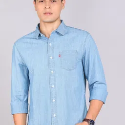levi's Men Slim Fit Solid Spread Collar Casual Shirt-picture-34