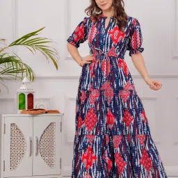 Women Fit and Flare Multicolor Midi/Calf Length Dress-image-92