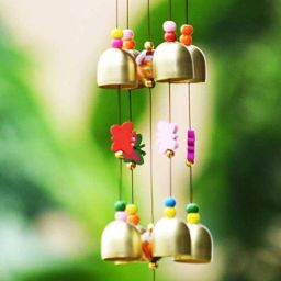 aluminium wind chime for good luck and success home and office M-463 Wood, Stainless Steel Windchime-image-110