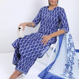 Women Cotton Blend Kurta Palazzo Set-image-6