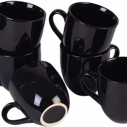 Pack of 6 Ceramic Premium Quality Pure Black Microwave Safe Small Tea Cup/Coffee Cup - 100 ML-14