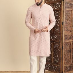 house of pataudi Men Embroidered Viscose Rayon Straight Kurta-picture-29