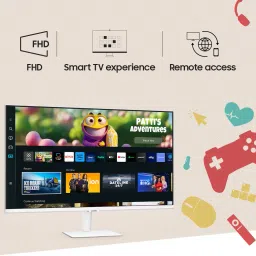 SAMSUNG M5 68.58 cm (27 inch) Full HD VA Panel with embedded TV Apps, PC-less productivity with Samsung DeX, Office 365, Google Duo app, and IoT Hub, Built-in Speakers, Ultrawide Game View Smart Monitor (LS27CM501EWXXL) image 2