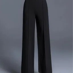 Women Regular Fit Black Lycra Blend Trousers-image-8
