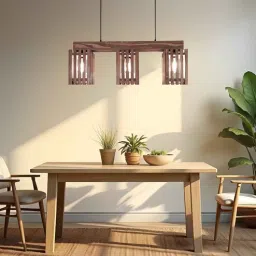 symplify Elegant 3 Lights Brown Solid Wood Linear Chandelier Cluster Hanging Light-picture-7