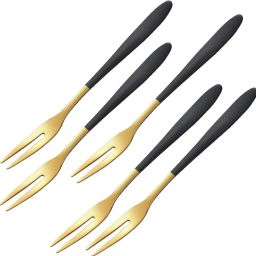 Stainless Steel Forks Set for Home, Kitchen and Restaurant (Black, 5 Pcs) Stainless Steel Dessert Fork Set-22