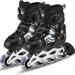 Inline Skating Shoes Adjustable Size LED Wheels Skates for Kids Boys Girls In-line Skates - Size 6-9 UK-image-60
