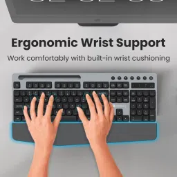 Portronics Key10 Combo Wireless Keyboard & Mouse, Wrist Rest, Media Hotkeys, USB Receiver, Wireless Handheld Laptop Keyboard Compatible with Desktop, Laptop, Mac image 4