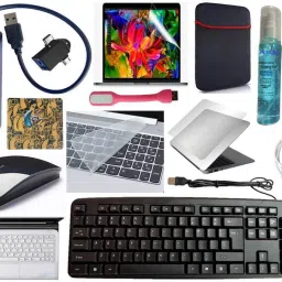 ANJO KeyboardWirlesMos-Pad-Hub3-3n1Clnr-2n1OTG-Ext-LED-Skin-14.6iScrn&KeyGuard&Sleeve Combo Set-picture-3