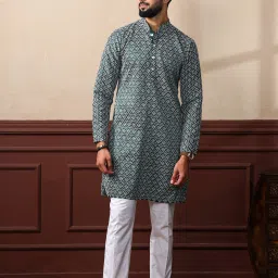 Men Embroidered Khadi Silk Straight Kurta-image-85