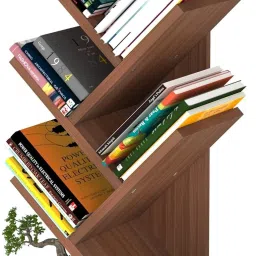 Caliper Engineered Wood 5-Tier Floor Standing Tree Bookcase Solid Wood Open Book Shelf-19