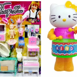 Baby Playset Doll Portable Sets with Small House 20 Access Drummer Gift Kids Toy-27