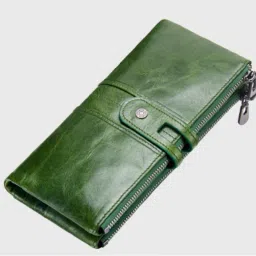 Women Green Genuine Leather RFIDWallet - Regular Size-image-40